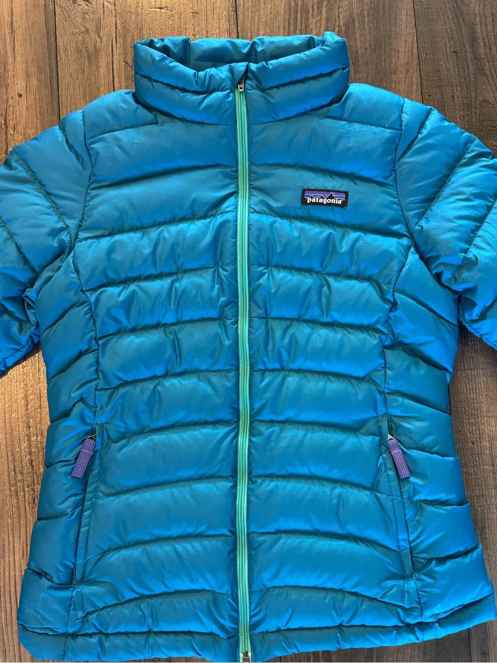 Patagonia Kids Teal Blue Quilted Puffer Jacket